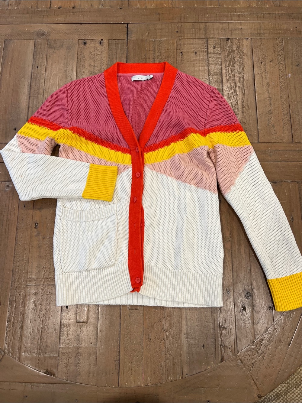 Stella McCartney knit button front v-neck cardigan sweater girls 12 colorful